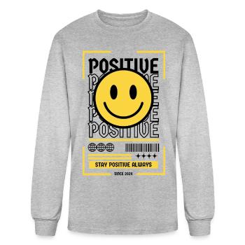 Stay Positive Always - Retro Cheerful Face  - Men's Long Sleeve T-Shirt - heather gray - Front