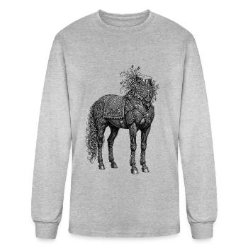 Ornate Floral Cavalier - Men's Long Sleeve T-Shirt - heather gray - Front