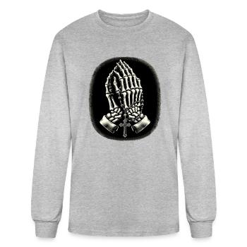 Skeleton Hands Skeleton Praying Hands - Men's Long Sleeve T-Shirt - heather gray - Front