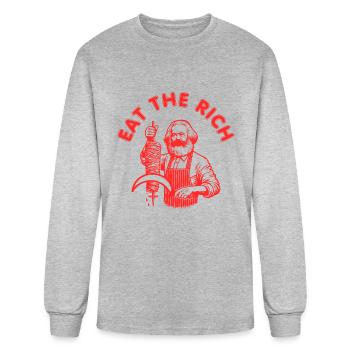 Eat the rich Karl Marx Eat Doner Kebab Rich - Men's Long Sleeve T-Shirt - heather gray - Front