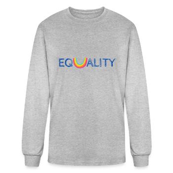 Equality Rainbow Equal Rights Text - Men's Long Sleeve T-Shirt - heather gray - Front
