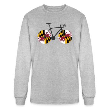 Maryland Flag Cycling - Men's Long Sleeve T-Shirt - heather gray - Front
