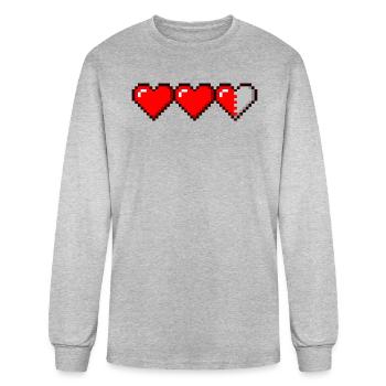Pixel Lifespan Game Pixel Hearts - Men's Long Sleeve T-Shirt - heather gray - Front