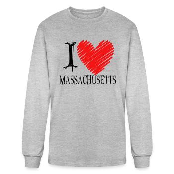 I Love Massachusetts Massachusetts Merch - Men's Long Sleeve T-Shirt - heather gray - Front
