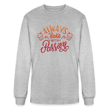 AWAYS BAKE WITH PASSION - Men's Long Sleeve T-Shirt - heather gray - Front