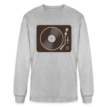 Black vinyl record disc flat - Men's Long Sleeve T-Shirt - heather gray - Front