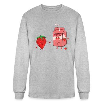 Strawberry Milk - Men's Long Sleeve T-Shirt - heather gray - Front
