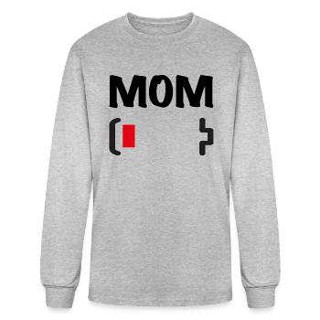Mom Battery Low T Shirt - Men's Long Sleeve T-Shirt - heather gray - Front