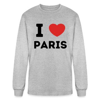 I Love Paris France - Men's Long Sleeve T-Shirt - heather gray - Front
