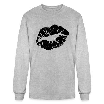 ♥ټXx Sexy Goth Black Deadly Sensual Lips xXټ♥ - Men's Long Sleeve T-Shirt - heather gray - Front