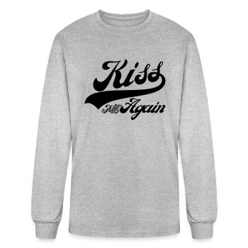 Kiss Me Again Swoosh design on simply color tone. - Men's Long Sleeve T-Shirt - heather gray - Front