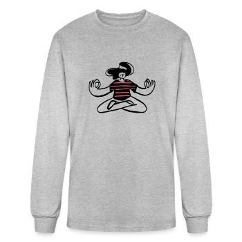 meditating - Men's Long Sleeve T-Shirt - heather gray - Front