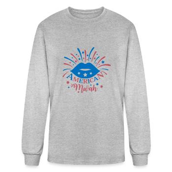 American Mwah - Men's Long Sleeve T-Shirt - heather gray - Front