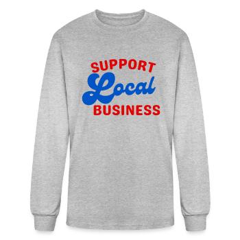 Blue Red Modern Support Local Business T-Shirt - Men's Long Sleeve T-Shirt - heather gray - Front