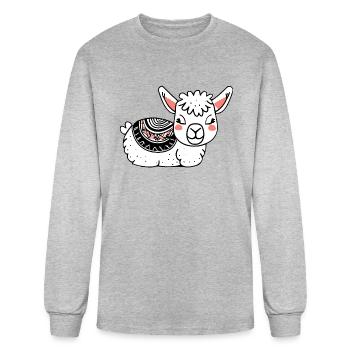 Adorable Llama Resting - Men's Long Sleeve T-Shirt - heather gray - Front