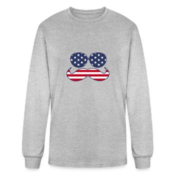 4ème Moustache - T-shirt à manches longues Homme - gris chiné - Devant