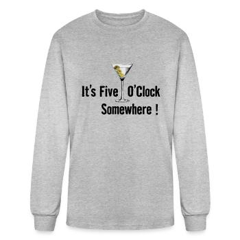 It's Five O'Clock Somewhere with Martini - Men's Long Sleeve T-Shirt - heather gray - Front