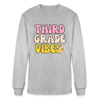 THIRD GRADE VIBES - Men's Long Sleeve T-Shirt - heather gray - Front