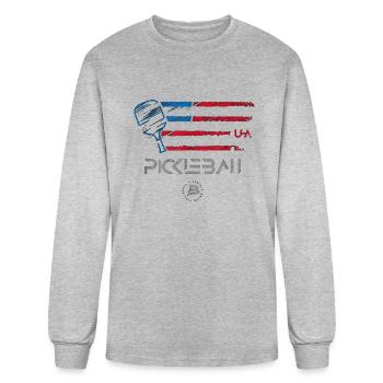 pickleball distressed - Men's Long Sleeve T-Shirt - heather gray - Front