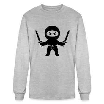 ninja - Men's Long Sleeve T-Shirt - heather gray - Front