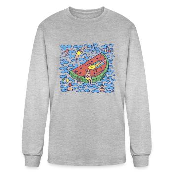 Watermelon Pool Deck Summer - Men's Long Sleeve T-Shirt - heather gray - Front
