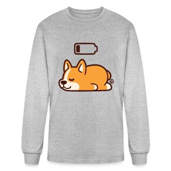 Low Battery Dog - Men's Long Sleeve T-Shirt - heather gray - Front