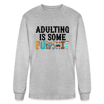 Adulting Is Some Bullsht Funny - Men's Long Sleeve T-Shirt - heather gray - Front