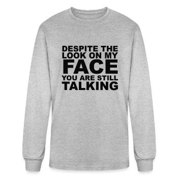 Rude Slogan - Men's Long Sleeve T-Shirt - heather gray - Front
