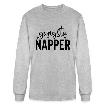 Gangsta Napper - T-shirt à manches longues Homme - gris chiné - Devant