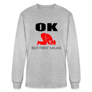 OK BUT FIRST SALAH - Men's Long Sleeve T-Shirt - heather gray - Front
