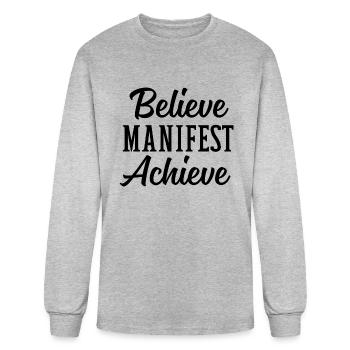 believe manifest achieve - Men's Long Sleeve T-Shirt - heather gray - Front