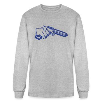hand gun pistol revolver trigger 1202 - Men's Long Sleeve T-Shirt - heather gray - Front