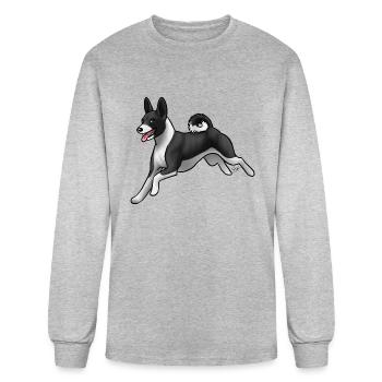 Dog Basenji Black And White - Men's Long Sleeve T-Shirt - heather gray - Front