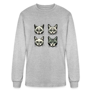 Four Cats - Essentials Cats Collection Summer 2023 - Men's Long Sleeve T-Shirt - heather gray - Front