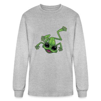 Happy Green Tree Frog - Men's Long Sleeve T-Shirt - heather gray - Front