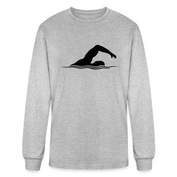 Sport Swimmer Silhouette - Men's Long Sleeve T-Shirt - heather gray - Front