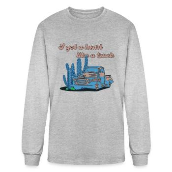 I Got Heart Live A Truck Funny - Men's Long Sleeve T-Shirt - heather gray - Front