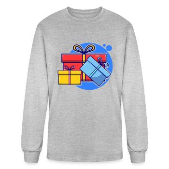 Gift box cartoon icon illustration for gifts - Men's Long Sleeve T-Shirt - heather gray - Front