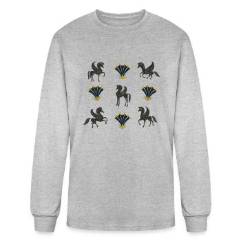 Distressed Pegasus - Men's Long Sleeve T-Shirt - heather gray - Front