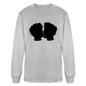 team kissing smooching gay in love 2 friends broth - Men's Long Sleeve T-Shirt - heather gray - Front