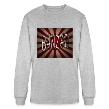 BANZAI Weathered Imperial Japan Flag Rising Sun - Men's Long Sleeve T-Shirt - heather gray - Front