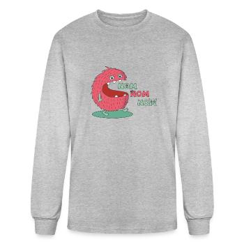 nom nom nom cookie monster - eating crumb - Men's Long Sleeve T-Shirt - heather gray - Front