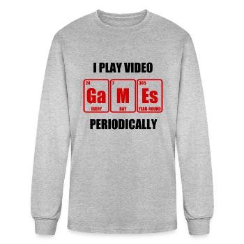 I Play Video Games Periodically Gamer Pun - Men's Long Sleeve T-Shirt - heather gray - Front