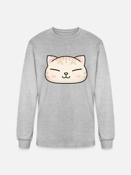 Cute Cream Cat Face - Men's Long Sleeve T-Shirt - heather gray