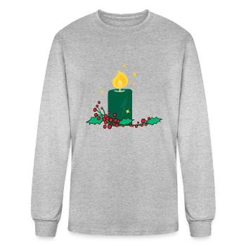 Christmas candle and holly berry - Men's Long Sleeve T-Shirt - heather gray - Front