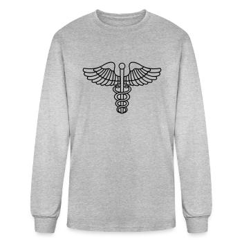 Caduceus Medicine Symbol - Men's Long Sleeve T-Shirt - heather gray - Front