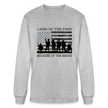 land of the free urban camo Troops - Men's Long Sleeve T-Shirt - heather gray - Front