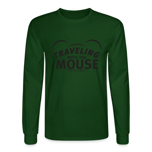 TravelingWithTheMouse logo transparent blk LG Crop - Men's Long Sleeve T-Shirt