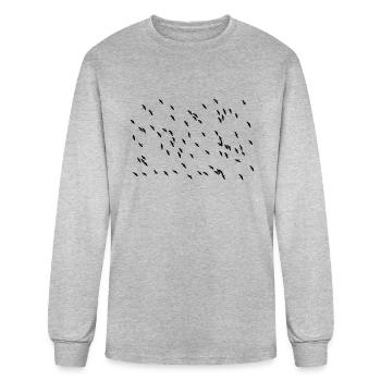 A Flock Of Flying Birds In Black And White - Men's Long Sleeve T-Shirt - heather gray - Front