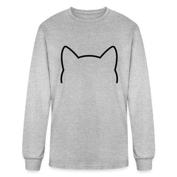 Cat Icon Outline - Men's Long Sleeve T-Shirt - heather gray - Front